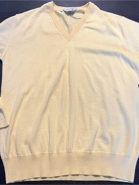 Men's V-Neck Sweater in Pale Yellow